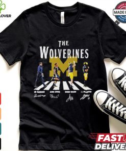 The Michigan Wolverines Abbey Road Jim Harbaugh Blake Corum Roman Wilson And Jj Mccarthy Signatures Shirt