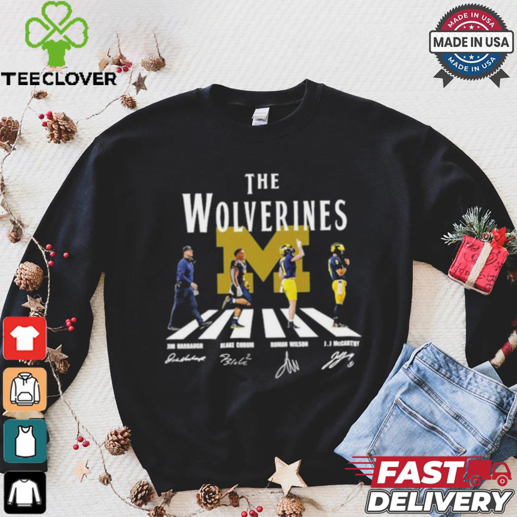 The Michigan Wolverines Abbey Road Jim Harbaugh Blake Corum Roman Wilson And Jj Mccarthy Signatures Shirt The Michigan Wolverines Abbey Road Jim Harbaugh Blake Corum Roman Wilson And Jj Mccarthy Signatures Shirt