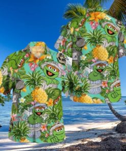 The Muppet Oscar The Grouch Pineapple Tropical Summer Hawaiian Shirt