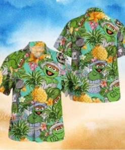 The Muppet Oscar The Grouch Pineapple Tropical Summer Hawaiian Shirt