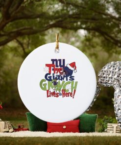 The New York Giants x Grinch Lives Here Christmas Ornament 1 The New York Giants x Grinch Lives Here Christmas Ornament