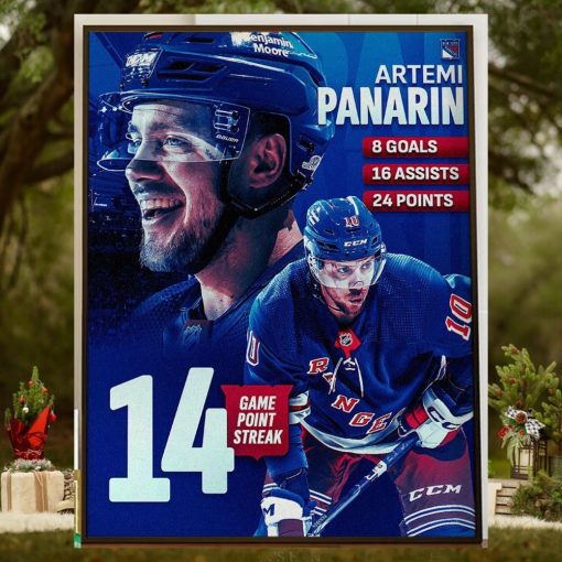 The New York Rangers Artemi Panarin 14 Game Point Streak In NHL Home Decor Poster Canvas