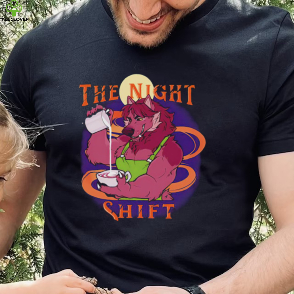 The Night Shift wolf with capuchino coffee shirt