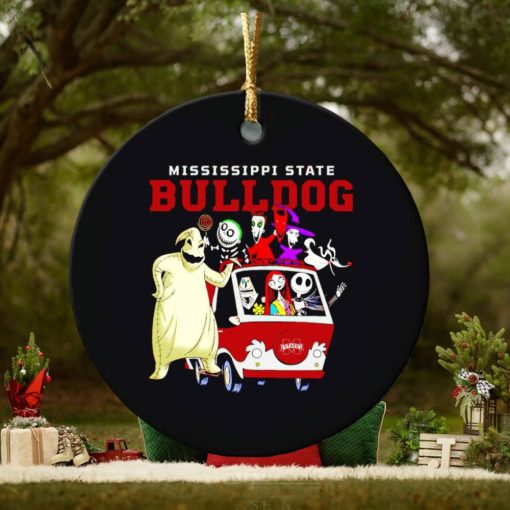 The Nightmare Before Christmas characters Mississippi State Bulldogs on the car ornament