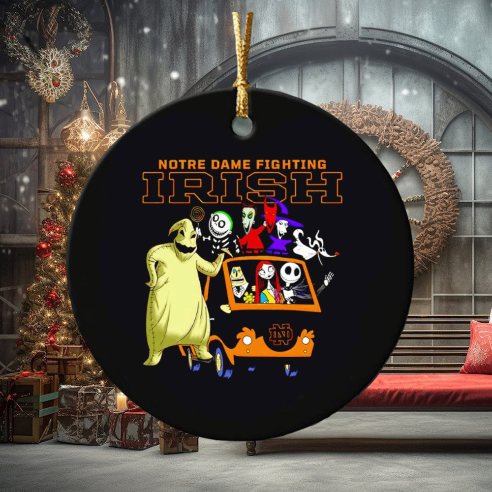 The Nightmare Before Christmas characters Notre Dame Fighting Irish on the car ornament