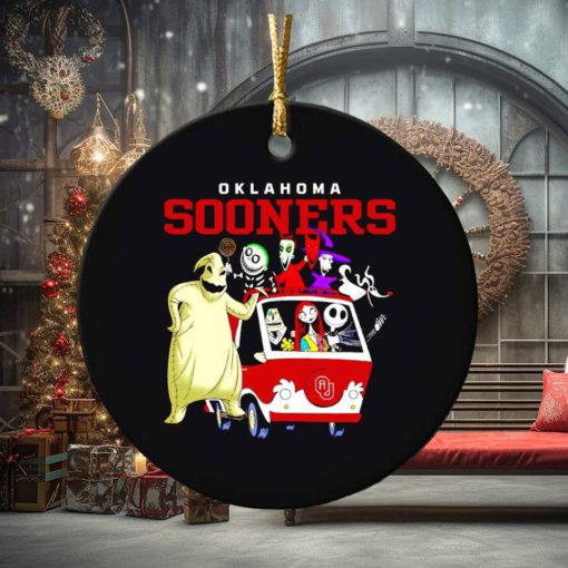 The Nightmare Before Christmas characters Oklahoma Sooners on the car ornament