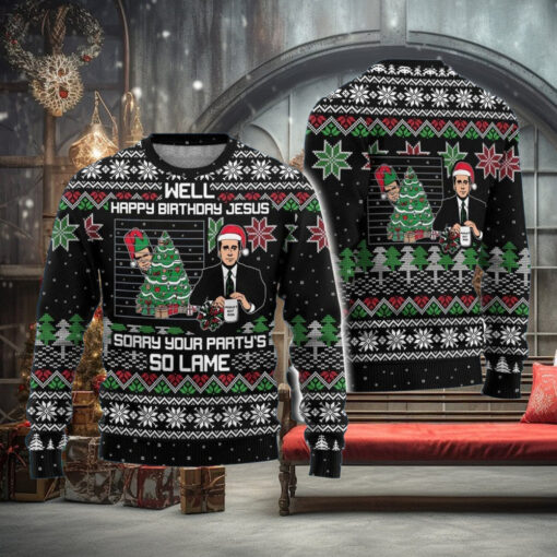 The Office Happy Birthday Jesus Ugly Sweater, The Office Santa Christmas Sweater, The Office TV Show Sweater, Michael Scott Sweater
