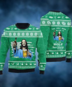 The Only Beer I Believe In Is Pabst Blue Ribbon Ugly Christmas Sweater