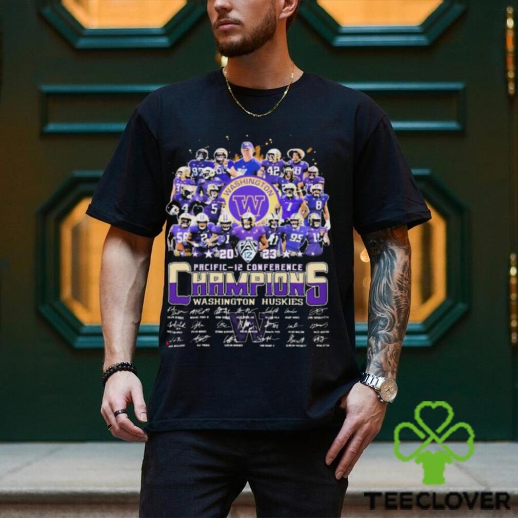 The Pacific 12 Conference Football 2023 Washington Huskies Team Champions Signatures T Shirt The Pacific 12 Conference Football 2023 Washington Huskies Team Champions Signatures T Shirt