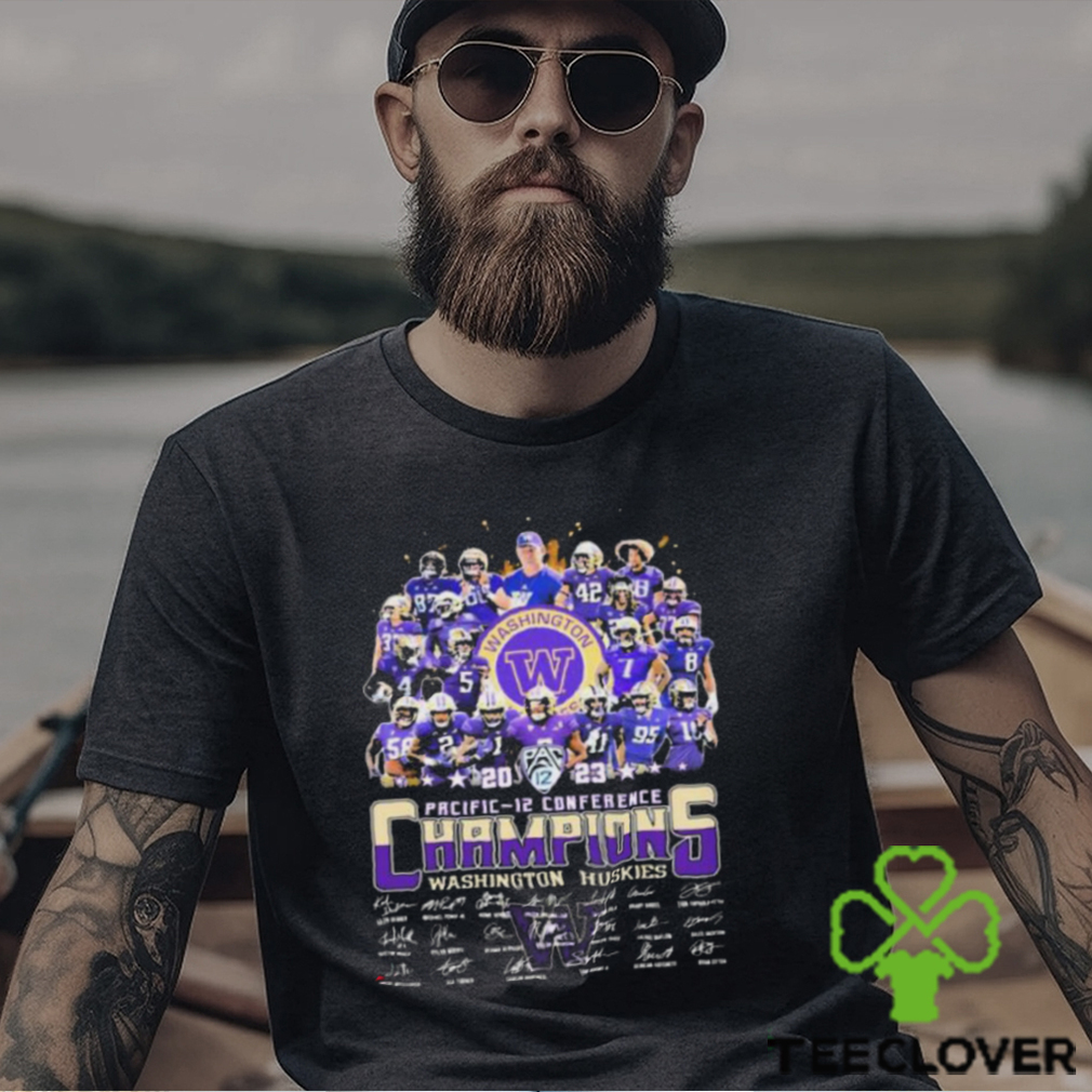 The Pacific 12 Conference Football 2023 Washington Huskies Team Champions Signatures T Shirt The Pacific 12 Conference Football 2023 Washington Huskies Team Champions Signatures T Shirt