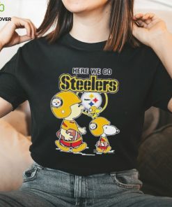 The Peanut charlie Brown Snoopy And Woodstock Here We Go Steelers T shirt