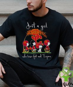 The Peanuts Characters Just A Girl Who Loves Fall And USC Trojans Shirt