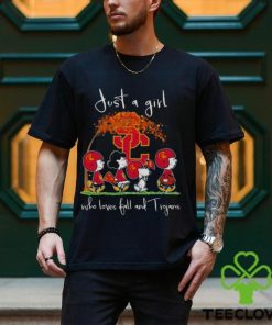The Peanuts Characters Just A Girl Who Loves Fall And USC Trojans Shirt