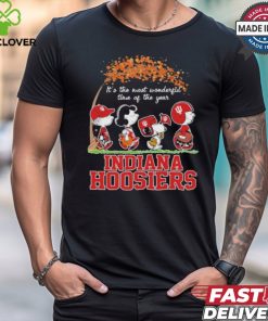 The Peanuts Characters X Indiana Hoosiers Love Fall It’s The Most Wonderful Time Of The Year Shirt