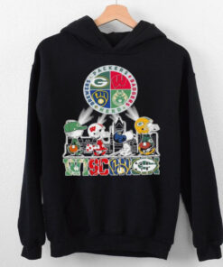 The Peanuts Characters X Wisconsin Sports Teams Packers Badgers Herd And Brewers Shirt