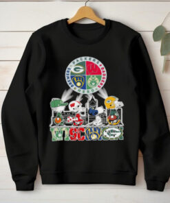 The Peanuts Characters X Wisconsin Sports Teams Packers Badgers Herd And Brewers Shirt