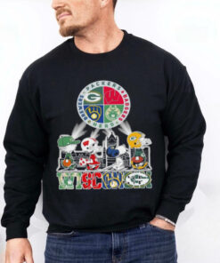 The Peanuts Characters X Wisconsin Sports Teams Packers Badgers Herd And Brewers Shirt