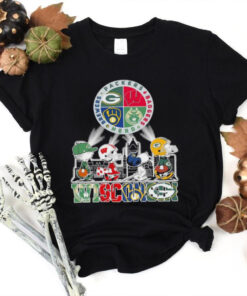 The Peanuts Characters X Wisconsin Sports Teams Packers Badgers Herd And Brewers Shirt
