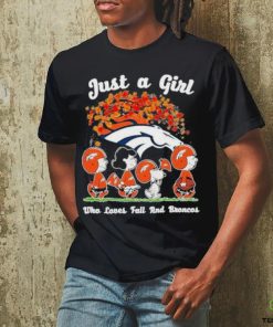 The Peanuts Just A Girl Who Loves Fall And Denver Broncos 2023 Shirt