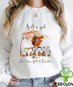 The Peanuts Just a girl who loves fall and Baltimore Orioles 2023 hoodie, sweater, longsleeve, shirt v-neck, t-shirt