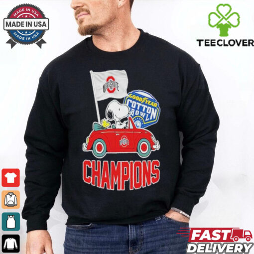 The Peanuts Snoopy And Woodstock Ohio State Buckeyes Goodyear Cotton Bowl Classic Champions College Football Playoff NCAA Season 2024 2025 T shirts
