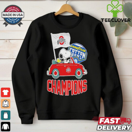 The Peanuts Snoopy And Woodstock Ohio State Buckeyes Goodyear Cotton Bowl Classic Champions College Football Playoff NCAA Season 2024 2025 T shirts