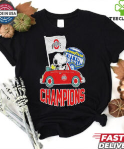 The Peanuts Snoopy And Woodstock Ohio State Buckeyes Goodyear Cotton Bowl Classic Champions College Football Playoff NCAA Season 2024 2025 T shirts