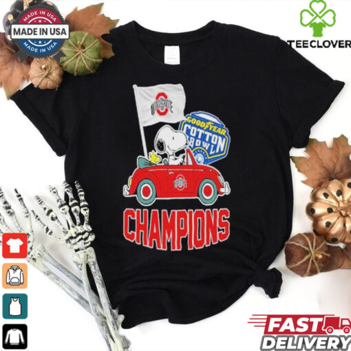 The Peanuts Snoopy And Woodstock Ohio State Buckeyes Goodyear Cotton Bowl Classic Champions College Football Playoff NCAA Season 2024 2025 T shirts