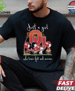 The Peanuts Walking Just A Girl Who Love Fall And University Of Oklahoma Shirt