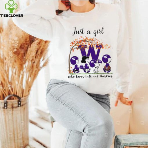 The Peanuts show Just a girl who loves fall and Washington Huskies hoodie, sweater, longsleeve, shirt v-neck, t-shirt