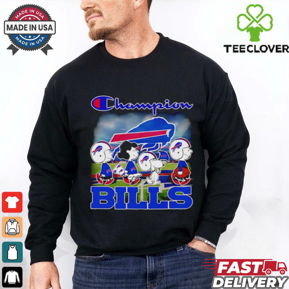 The Peanuts walking Champion Buffalo Bills shirt The Peanuts walking Champion Buffalo Bills shirt