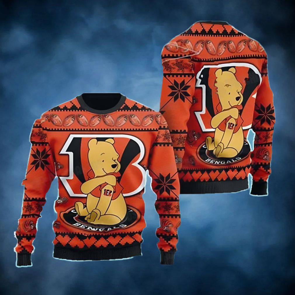 The Pooh NFL Cincinnati Football Christmas Ugly Sweater Bengals Gifts The Pooh NFL Cincinnati Football Christmas Ugly Sweater Bengals Gifts