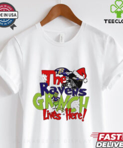 The Ravens Grinch lives here Christmas T Shirt