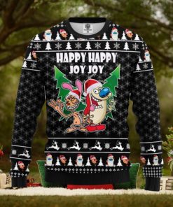 The Ren & Stimpy Happy Happy Joy Joy AOP Print Christmas Ugly Sweater For Men Women