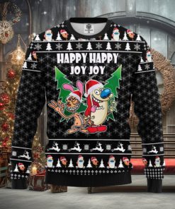 The Ren & Stimpy Happy Happy Joy Joy AOP Print Christmas Ugly Sweater For Men Women