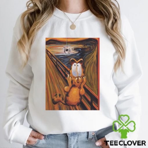 The Scream art style for Garfield with spider Halloween 2023 shirt