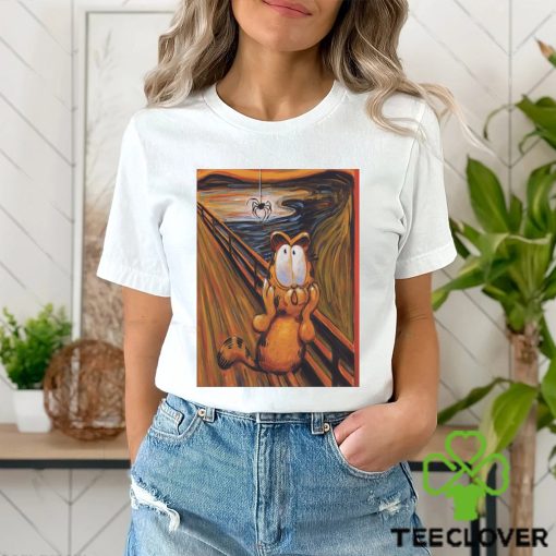 The Scream art style for Garfield with spider Halloween 2023 shirt