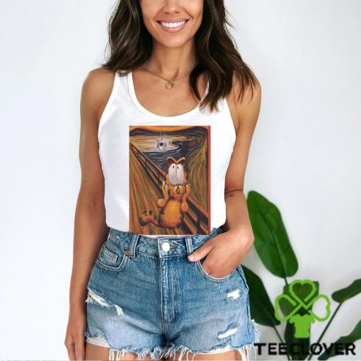 The Scream art style for Garfield with spider Halloween 2023 shirt