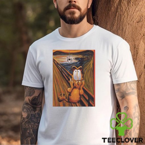 The Scream art style for Garfield with spider Halloween 2023 shirt