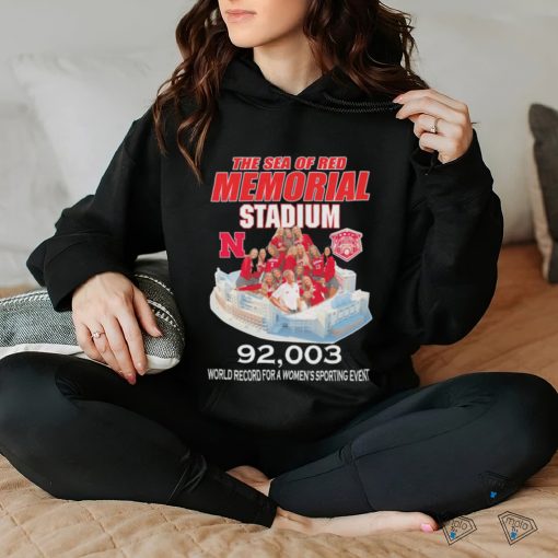 The Sea of Red Memorial Stadium Nebraska Volleyball 92003 World Record for a women’s sporting event hoodie, sweater, longsleeve, shirt v-neck, t-shirt