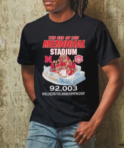 The Sea of Red Memorial Stadium Nebraska Volleyball 92003 World Record for a women’s sporting event hoodie, sweater, longsleeve, shirt v-neck, t-shirt