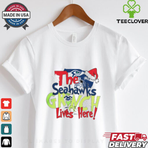 The Seattle Seahawks Grinch Lives Here Christmas T Shirt