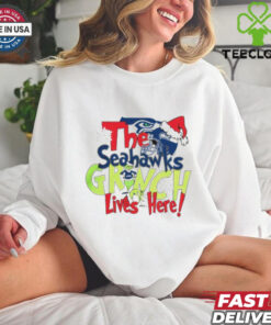 The Seattle Seahawks Grinch Lives Here Christmas T Shirt