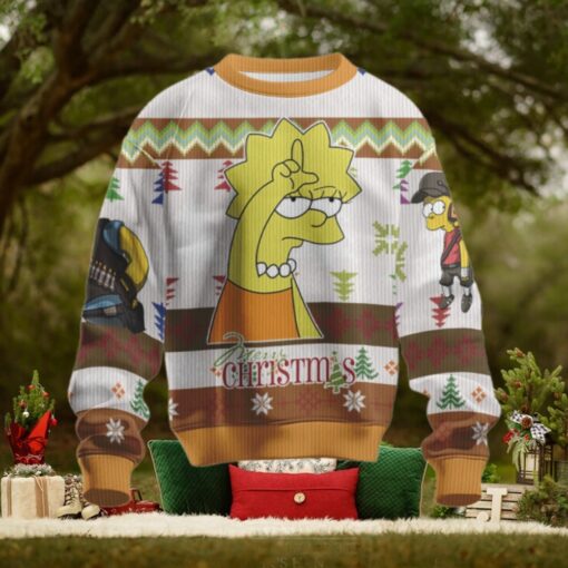 The Simpsons Speechless Lisa Angry Homer Ugly Christmas Sweater