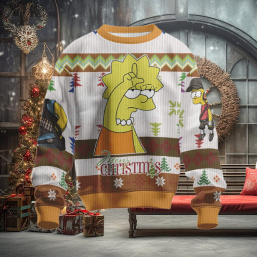 The Simpsons Speechless Lisa Angry Homer Ugly Christmas Sweater