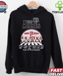 The Texas A&M Aggies abbey road 131 years 1894 2025 thanks you for the memories signatures shirt