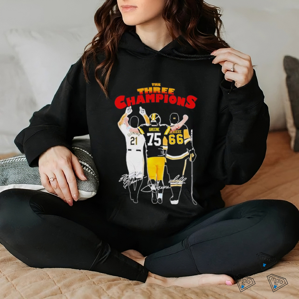 The Three Champions Roberto Clemente Kevin Greene and Mario Lemieux shirt The Three Champions Roberto Clemente Kevin Greene and Mario Lemieux shirt