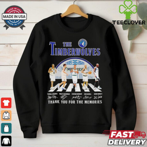 The Timberwolves abbey road 30 Years 1989 2025 thank you signature shirt
