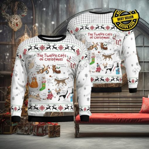 The Twelve Cats Of Christmas Christmas Ugly Sweater