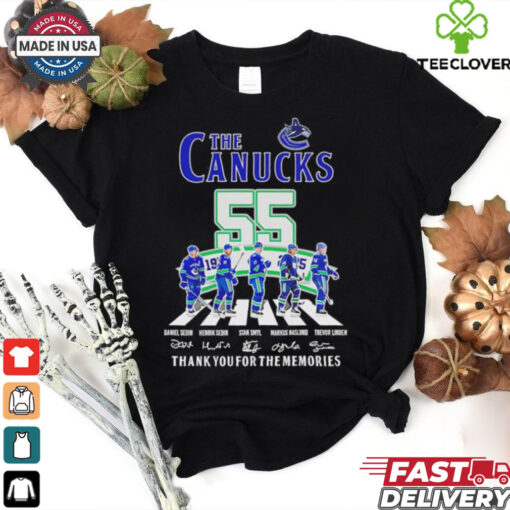 The Vancouver Canucks 55 Years 1970 2025 thank you signatures shirt